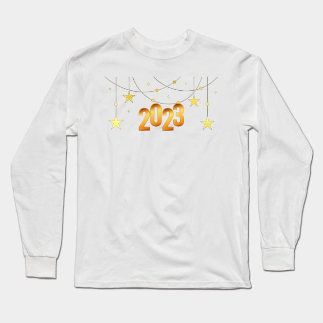 2023 Golden Stars - Happy New Year Long Sleeve T-Shirt by Trendy-Now